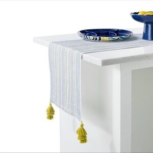 Tabitha Brown Table Runner with Yellow Tassel Trim Table Linen‎